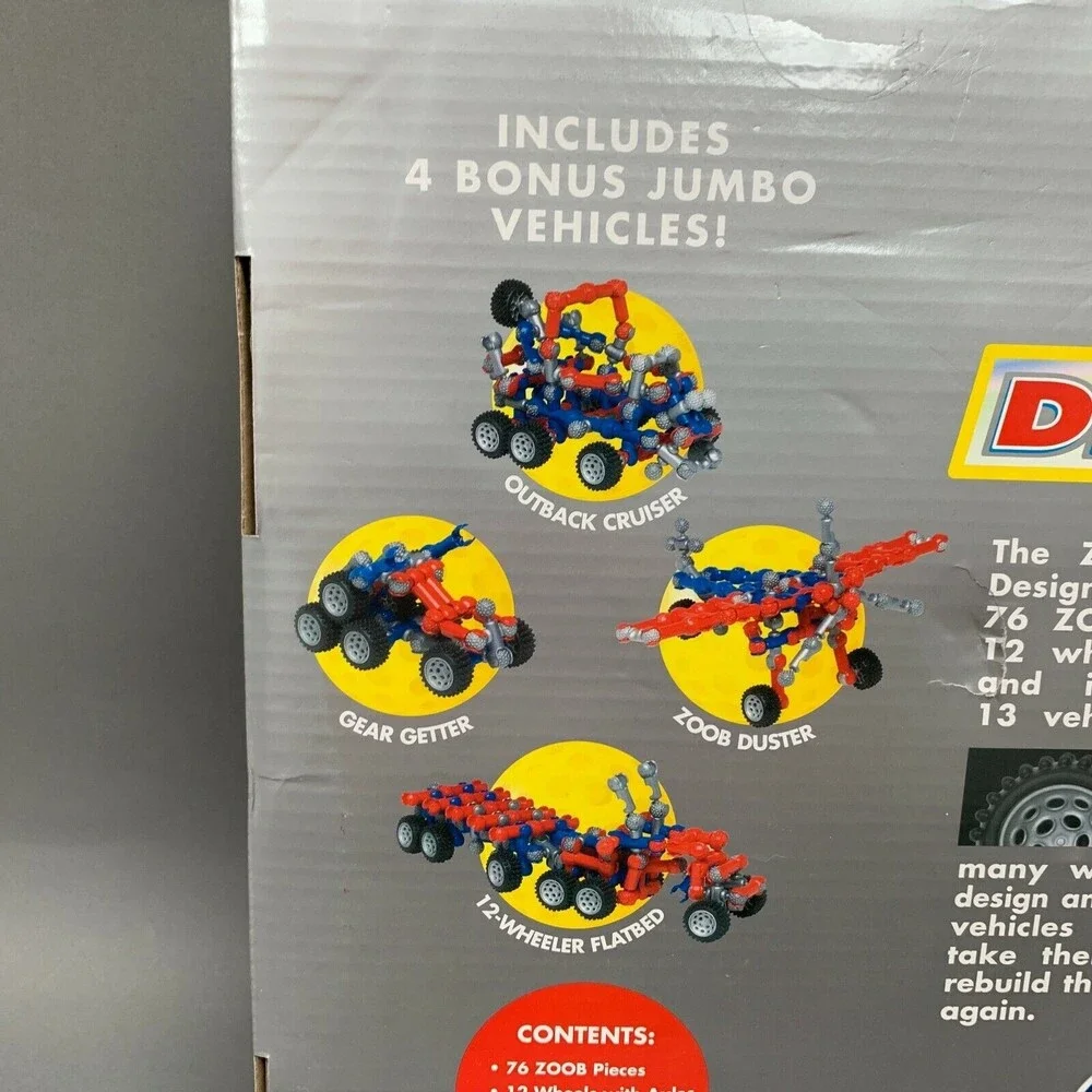 Infinitoy Zoobmobile Car Designer Create Dozens of Vehicles 76 Zoob Pieces - New